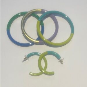 Colorful Hoop Earrings and Bangles Set